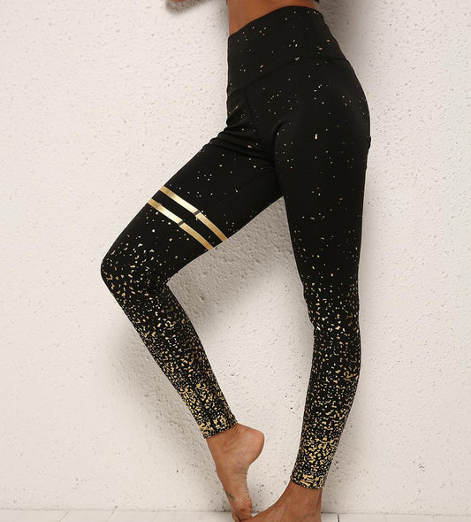 LC20 High Waisted Glitz Leggings - Black & Gold